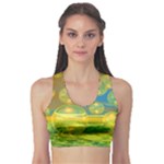Golden Days, Abstract Yellow Azure Tranquility Sports Bra