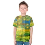 Golden Days, Abstract Yellow Azure Tranquility Kid s Cotton Tee