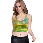 Golden Days, Abstract Yellow Azure Tranquility Racer Back Crop Top