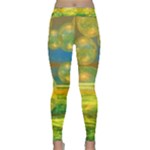 Golden Days, Abstract Yellow Azure Tranquility Yoga Leggings
