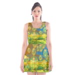 Golden Days, Abstract Yellow Azure Tranquility Scoop Neck Skater Dress