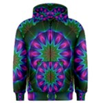 Star Of Leaves, Abstract Magenta Green Forest Men s Zipper Hoodie