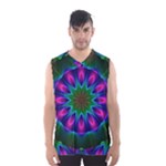 Star Of Leaves, Abstract Magenta Green Forest Men s Basketball Tank Top