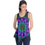 Star Of Leaves, Abstract Magenta Green Forest Sleeveless Tunic