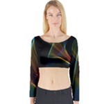 Abstract Rainbow Lily, Colorful Mystical Flower  Long Sleeve Crop Top
