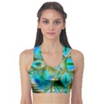Crystal Gold Peacock, Abstract Mystical Lake Sports Bra