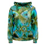 Crystal Gold Peacock, Abstract Mystical Lake Women s Pullover Hoodie
