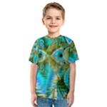 Crystal Gold Peacock, Abstract Mystical Lake Kid s Sport Mesh Tee