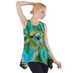 Crystal Gold Peacock, Abstract Mystical Lake Side Drop Tank Tunic