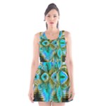 Crystal Gold Peacock, Abstract Mystical Lake Scoop Neck Skater Dress