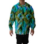 Crystal Gold Peacock, Abstract Mystical Lake Hooded Wind Breaker (Kids)