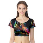Crystal Rainbow, Abstract Winds Of Love  Short Sleeve Crop Top (Tight Fit)