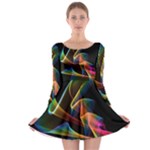 Crystal Rainbow, Abstract Winds Of Love  Long Sleeve Skater Dress