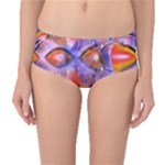 Crystal Star Dance, Abstract Purple Orange Mid-Waist Bikini Bottoms