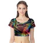 Dancing Northern Lights, Abstract Summer Sky  Short Sleeve Crop Top (Tight Fit)