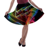 Dancing Northern Lights, Abstract Summer Sky  A-line Skater Skirt