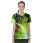Dawn Of Time, Abstract Lime & Gold Emerge Women s Cotton Tee