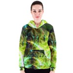 Dawn Of Time, Abstract Lime & Gold Emerge Women s Zipper Hoodie