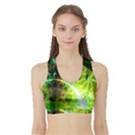 Dawn Of Time, Abstract Lime & Gold Emerge Women s Sports Bra with Border