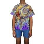 Desert Winds, Abstract Gold Purple Cactus  Kid s Short Sleeve Swimwear