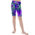 Evening Crystal Primrose, Abstract Night Flowers Kid s Mid Length Swim Shorts