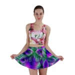 Evening Crystal Primrose, Abstract Night Flowers Mini Skirts