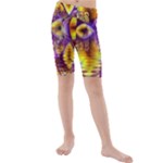 Golden Violet Crystal Palace, Abstract Cosmic Explosion Kid s Mid Length Swim Shorts