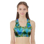 Mystical Spring, Abstract Crystal Renewal Women s Sports Bra with Border