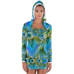 Mystical Spring, Abstract Crystal Renewal Women s Long Sleeve Hooded T-shirt
