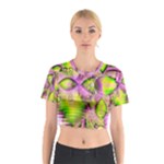 Raspberry Lime Mystical Magical Lake, Abstract  Cotton Crop Top