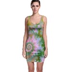Rose Forest Green, Abstract Swirl Dance Sleeveless Bodycon Dress