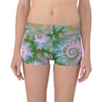 Rose Forest Green, Abstract Swirl Dance Boyleg Bikini Bottoms