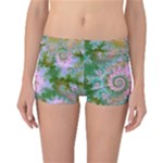 Rose Forest Green, Abstract Swirl Dance Reversible Boyleg Bikini Bottoms
