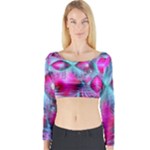 Ruby Red Crystal Palace, Abstract Jewels Long Sleeve Crop Top