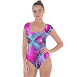 Ruby Red Crystal Palace, Abstract Jewels Short Sleeve Leotard (Ladies)