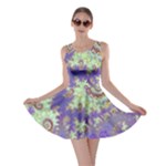 Sea Shell Spiral, Abstract Violet Cyan Stars Skater Dress