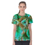 Spring Leaves, Abstract Crystal Flower Garden Women s Cotton Tee