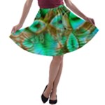 Spring Leaves, Abstract Crystal Flower Garden A-line Skater Skirt
