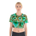 Spring Leaves, Abstract Crystal Flower Garden Cotton Crop Top