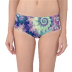 Violet Teal Sea Shells, Abstract Underwater Forest (purple Sea Horse, Abstract Ocean Waves  Mid-Waist Bikini Bottoms