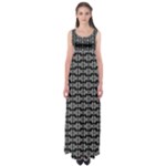 Black White Tiki Pattern Empire Waist Maxi Dress