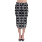 Black White Tiki Pattern Midi Pencil Skirt