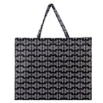 Black White Tiki Pattern Zipper Large Tote Bag