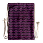 Pink Black Retro Tiki Pattern Drawstring Bag (Large)