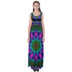 Star Of Leaves, Abstract Magenta Green Forest Empire Waist Maxi Dress