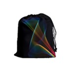 Abstract Rainbow Lily, Colorful Mystical Flower  Drawstring Pouches (Large) 
