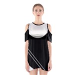 White and black abstraction Cutout Shoulder Dress