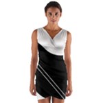 White and black abstraction Wrap Front Bodycon Dress