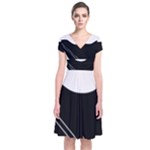 White and black abstraction Short Sleeve Front Wrap Dress