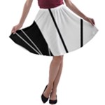 White and Black  A-line Skater Skirt